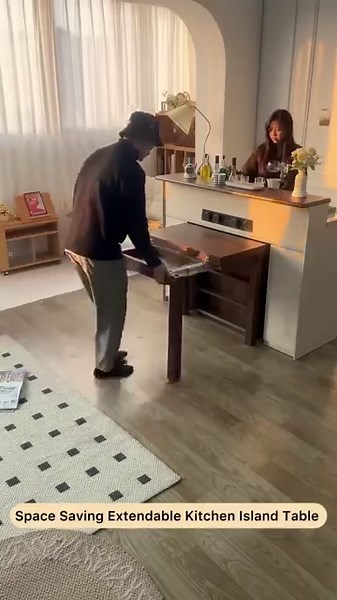 Space Saving Extendable Kitchen Island Table