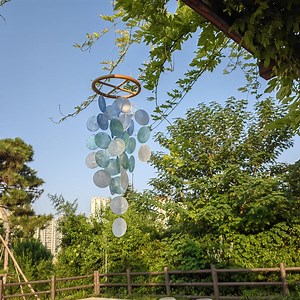 Handmade Blue & White Seashell Wind Chime, Natural Ocean Beach Decor, Ocean Breeze Seashell Wind Chime, Beach House Decor, Gifts for Her - Etsy