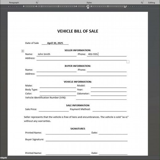 Vehicle Bill of Sale | How to Make a Bill of Sale for a Car #forms