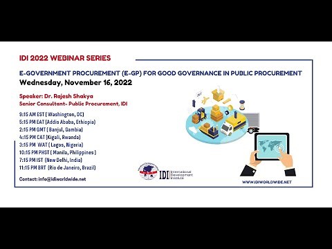 IDI Webinar Series 2022: e-Government Procurement (e-GP) for Good Governance in Public Procurement