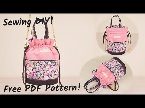 DIY Easy Drawstring Bucket Bag with Multiple Pockets | Sewing Tutorial and Free PDF Pattern