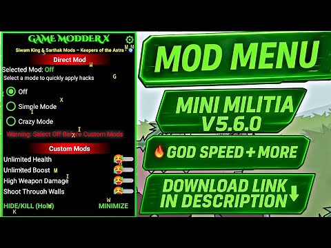 Mini Militia Mod Menu v5.6.0 APK – Unlimited Health, Nitro, God Mode + Wall Hack