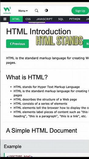 HTML Coding 101: What does HTML stand for? #w3schools #html