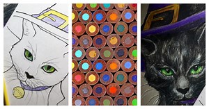 Printable Halloween Cat Coloring Pages with Coloring Instruction Video