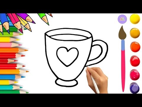 How To Draw cute Tea Cup Drawing, Painting & Coloring For Kids and Toddlers_🌈🎨