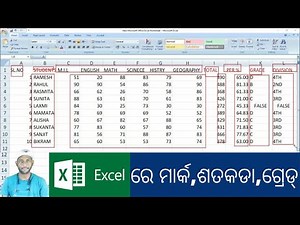 Make Students Marksheet in Excel in Odia||Excel Formula of Sum, Percentage, Grade, Division in Odia