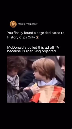 History Clips Only on Instagram: "In the 1980s, fast food advertising became unexpectedly competitive on television. One McDonald’s commercial showed children favoring a rival burger, blurring brand loyalty in a subtle but powerful way. What seemed harmless quickly crossed corporate lines, revealing how closely companies guarded public perception during the golden age of television advertising. The ad was quietly removed after Burger King objected, turning it into a rare marketing controversy. I