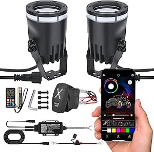 Nirider Whipless Whip Lights with Switch & Remote Whipless Pods RGB Chase Light Antenna LED Light Whips for SXS, UTV, ATV, RZR, Can Am, Dune Buggy, Truck, Boat - 2PCS Red Green Blue White