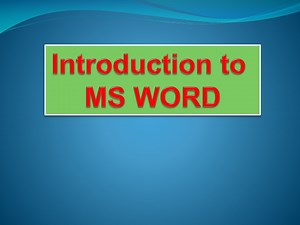 Introduction to MS WORD - SlideServe