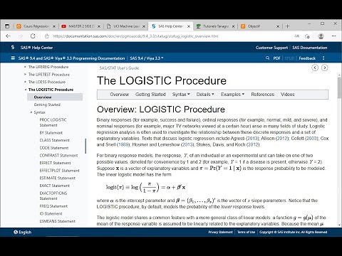 Régression Logistique avec la PROC LOGISTIC de SAS