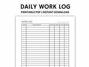 Employee Work Hours Log, Printable PDF, Daily Time Sheet Log, Timekeeping Sheet, Time Tracker, Activity Log, Digital Download, Working Hours - Etsy UK