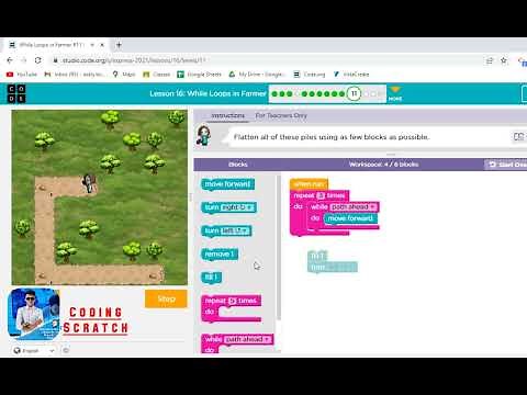 Code org Lesson 16 While Loops in Farmer