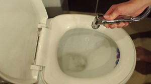 Young Woman Using a Bidet Shower in the Toilet. Stock Footage - Video of ceramic, classic: 102374452