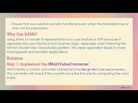 How to Make the First Row Bold in a WPF DataGrid Using XAML