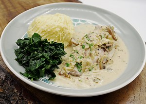 Pheasant Breast with White Wine and Mushroom Sauce