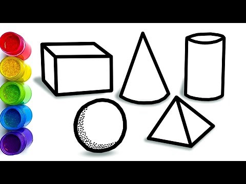 3D Geometric Shapes Drawing, Painting Coloring for kids | Draw 3D shapes step by step for kids