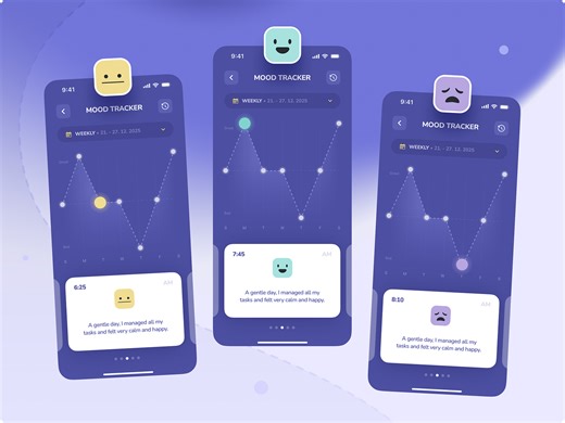 Mood Tracker UI for Mental Wellness & Daily Reflection