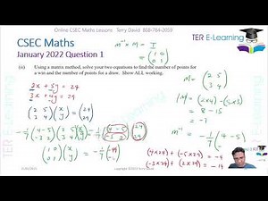 CSEC Maths - January 2022 Paper 3 Solutions (Terry David)