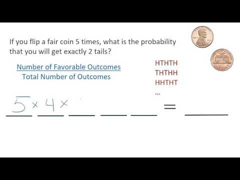 Probability with permutations and combinations coin flip example