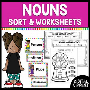 Nouns Sorting Activity & Worksheets | Google Classroom & Print