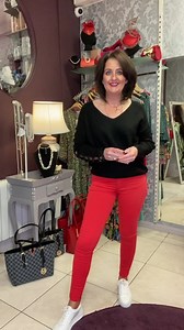 7.2K views · 466 reactions | Good Evening ladies how lovely is this fab jumper it’s lace cutout sleeves, one size fits up to a size 14 and is €40 and doesn’t it go lovely over our red Pieszak Jeans €139, incredible fit, high rise with skinny fit leg ❤️ | Klassy Lady | Facebook