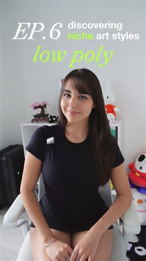 Kelly Badak on Instagram: "Ep.6 → Low Poly Art 📐 I’ve been obsessed with this art style for FOREVER! This aesthetic comes from “low polygon count” models used in early 3D graphics, when 90s computers couldn’t render thousands of polygons. This was my take on the art style! 💎 I actually mostly followed @crashsune ‘s low poly art style tutorial in Blender then tweaked it around to make it look more like me :3 Despite how simple it looks, this one definitely took me a while to create 😅 Which aes