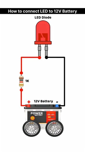 24 on Instagram: "How to connect led to 12v battery #led #12v #battery #viral #electronics #instagram #reels"