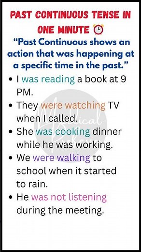 Past Continuous Tense in One Minute ⏰ | Learn Fast & Easy