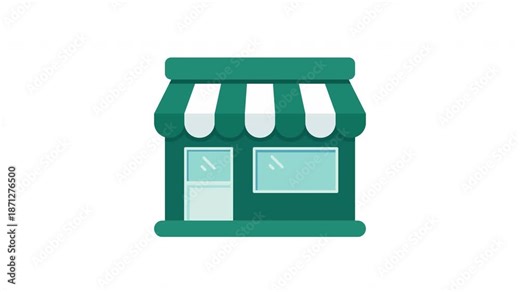 Store icon animation. A simple and modern illustration of a storefront, representing a shop, boutique, or small business. The design is clean and minimalist, making it suitable for various uses.
