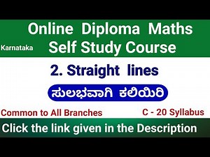 Engineering mathematics | c 20 syllabus |diploma maths kannada dte | Straight lines | 20SC01T
