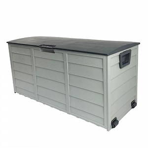 Grey Outdoor Storage Box - 290L Large Capacity - Waterproof & Lockable - Outdoor Storage Boxes