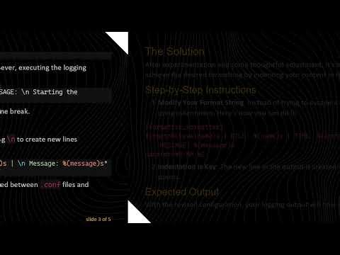Mastering Python Logging: How to Format Your Output Using .conf Files
