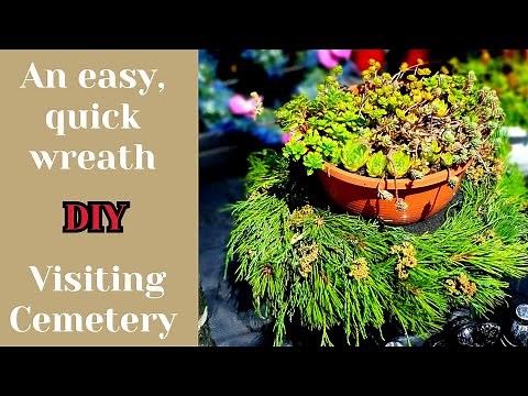 How to make quick, easy DIY wreath for cemetery-a grave.Creating wreath from garden.Making own base.