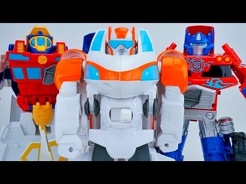 TRANSFORMERS RESCUE BOTS BLADES COPTER CRANE WITH HIGH TIDE OPTIMUS PRIME TOYS
