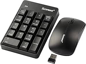 Numeric Keypad & Mouse Combo, Sunreed 2.4G Wireless Mini USB Number Pad Keyboard and Mouse for Laptop Desktop Notebook - Just One USB Port