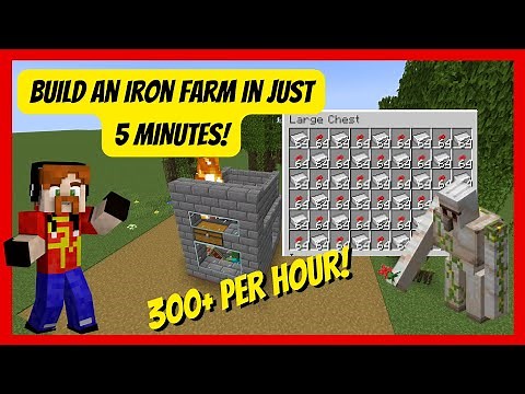 5 Minute BUILD - TINY and SUPER EASY IRON FARM Minecraft 1.20 Tutorial.
