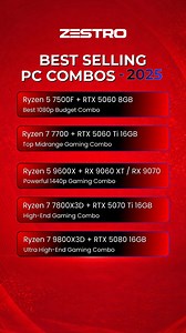 Best Gaming PC Combos of 2025 🔥 Budget to Ultra High-End Best Gaming PC Combos for 2025 are here 🔥🎮 From 1080p budget builds to ultra high-end gaming beasts — these are the most powerful & best-selling PC combos right now. 💻 Smooth performance 🚀 Future-ready builds 🔥 Built for serious gamers 👉 Which combo would you choose? Comment below 👇 📩 DM Zestro to build your custom gaming PC #Zestro #GamingPC #GamingReels #PCBuild2025 #CustomGamingPC #PCGaming #PCGamer #RTXGaming #RyzenGaming #Gam