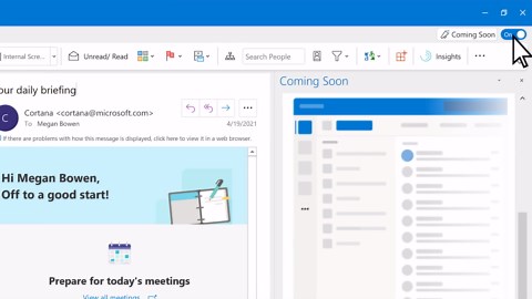 Preview the new location for the Mail, Calendar, People, Tasks, and other modules