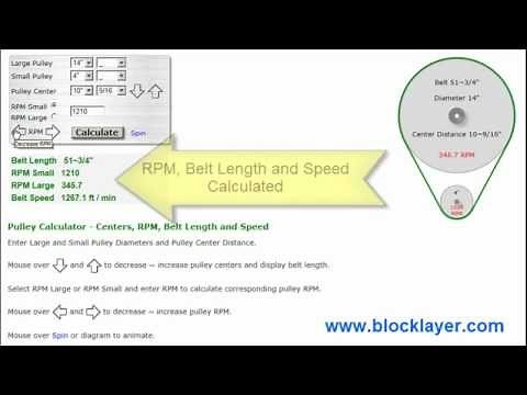 Pulley Belt Length, Speed and RPM Calculator