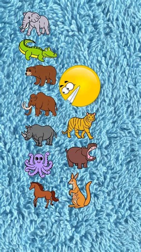 Pacman Eats Every Animal, Bear, Elephant, Rhinoceros, Horse, Lion, Tiger, Buffaloand, Even Dinosaurs