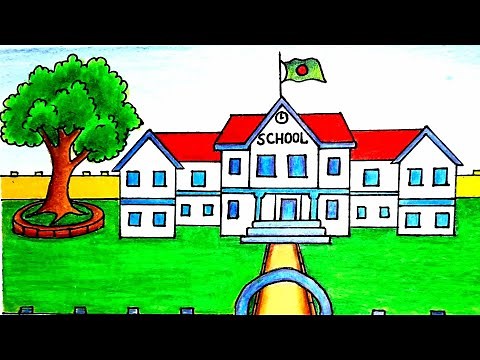 School Drawing-school drawing competition | school drawing easy_school drawing step by step