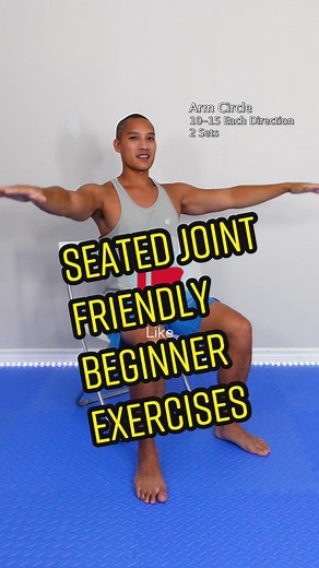 These chair exercises are gentle and designed to enhance strength, flexibility, and mobility in different muscle groups without putting excessive stress on the joints. 1. Seated Leg Lifts: Lift one leg straight out in front of you to strengthen quadriceps and improve leg mobility. 2. Seated Marching: Lift knees toward your chest and lower them to work on hip flexibility and core strength. 3. Seated Calf Raises: Keep feet flat on the floor and raise heels to target calf muscles and improve ankle 