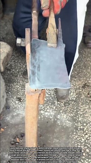 Skilled Craftsman Forging Traditional Butcher’s Cleaver Using Classic Methods