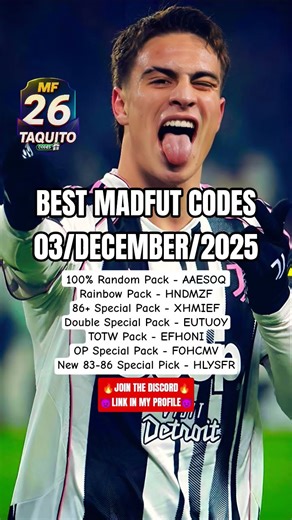 BEST MADFUT CODES TODAY (03/DECEMBER/2025) ✅🔥 #madfut #madfut26 #codes #gaming #eafc26 #foryou #fyp