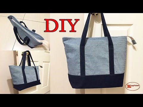 LARGE ZIPPER TOTE BAG SEWING TUTORIAL | ZIPPER BAG WITH LINING | FABRIC BAG MAKING AT HOME