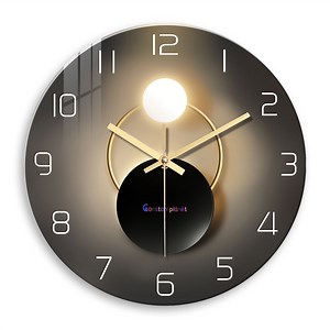 Black and Gold Glass Wall Clock 14 Inch Silent Wall Clock Non Ticking Wall Clocks Battery Operated Clock for Bedroom Office - Walmart.com