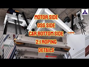 MRL ELEVATOR Car Bottom 2 Pulley 2:1 ROPING Details / Motor and OGS Installation Details.