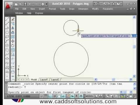 AutoCAD Tutorial - Circle Command (3 Point, 2 Point Tan Tan Radius, Tangent Circles)