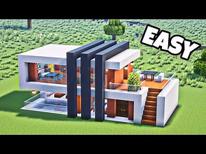 Minecraft: How to build an Easy Modern House with Pool