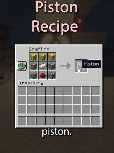 Minecraft Piston Crafting Recipe #Minecraft #CraftingRecipe #Redstone | craft